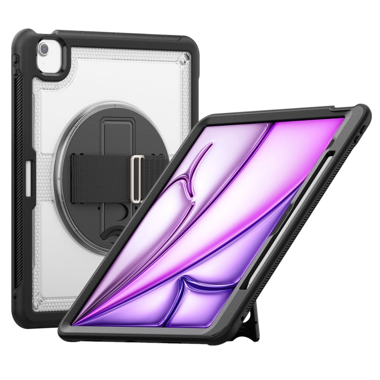 For iPad Air 13 2025 / 2024 Honeycomb Hand Grip Turntable Stand Tablet Case(Transparent) by buy2fix