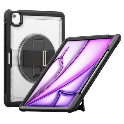 For iPad Air 13 2025 / 2024 Honeycomb Hand Grip Turntable Stand Tablet Case(Transparent) by buy2fix