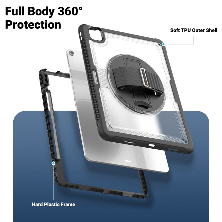 For iPad Air 13 2025 / 2024 Honeycomb Hand Grip Turntable Stand Tablet Case(Transparent) by buy2fix