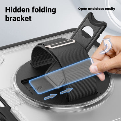 For iPad Air 13 2025 / 2024 Honeycomb Hand Grip Turntable Stand Tablet Case(Transparent) by buy2fix