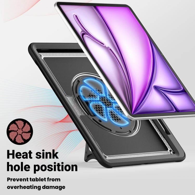 For iPad Air 13 2025 / 2024 Honeycomb Hand Grip Turntable Stand Tablet Case(Transparent) by buy2fix