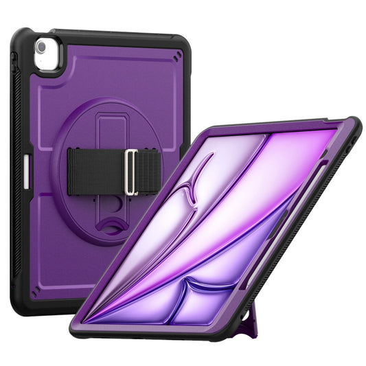 For iPad Air 13 2025 / 2024 Honeycomb Hand Grip Turntable Stand Tablet Case(Purple) by buy2fix