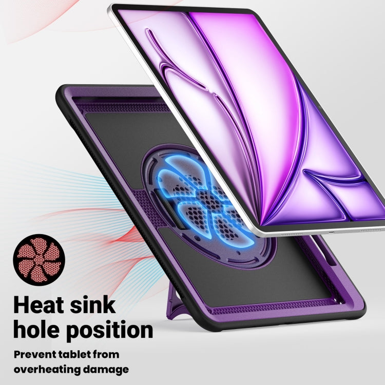 For iPad Air 13 2024 Honeycomb Hand Grip Turntable Stand Tablet Case(Purple) - iPad Air 13 2024 Cases by buy2fix | Online Shopping UK | buy2fix