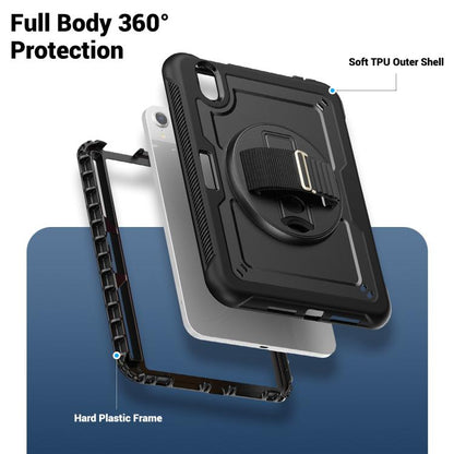 For iPad mini 2024 / mini 6 Honeycomb Hand Grip Turntable Stand Tablet Case(Black) - iPad mini 2024 Cases by buy2fix | Online Shopping UK | buy2fix