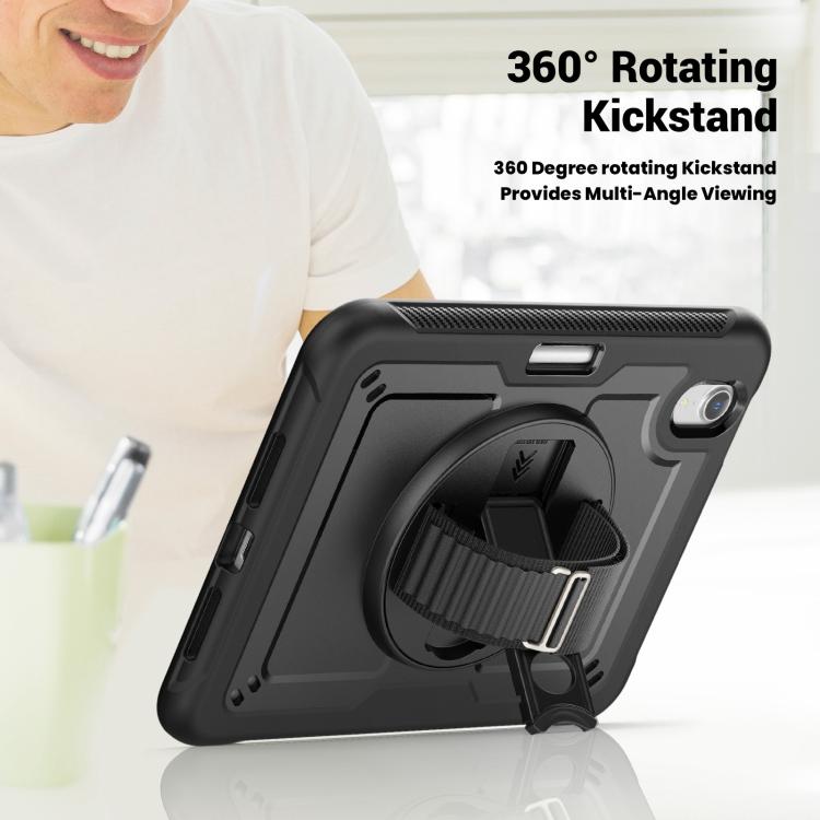 For iPad mini 2024 / mini 6 Honeycomb Hand Grip Turntable Stand Tablet Case(Black) - iPad mini 2024 Cases by buy2fix | Online Shopping UK | buy2fix