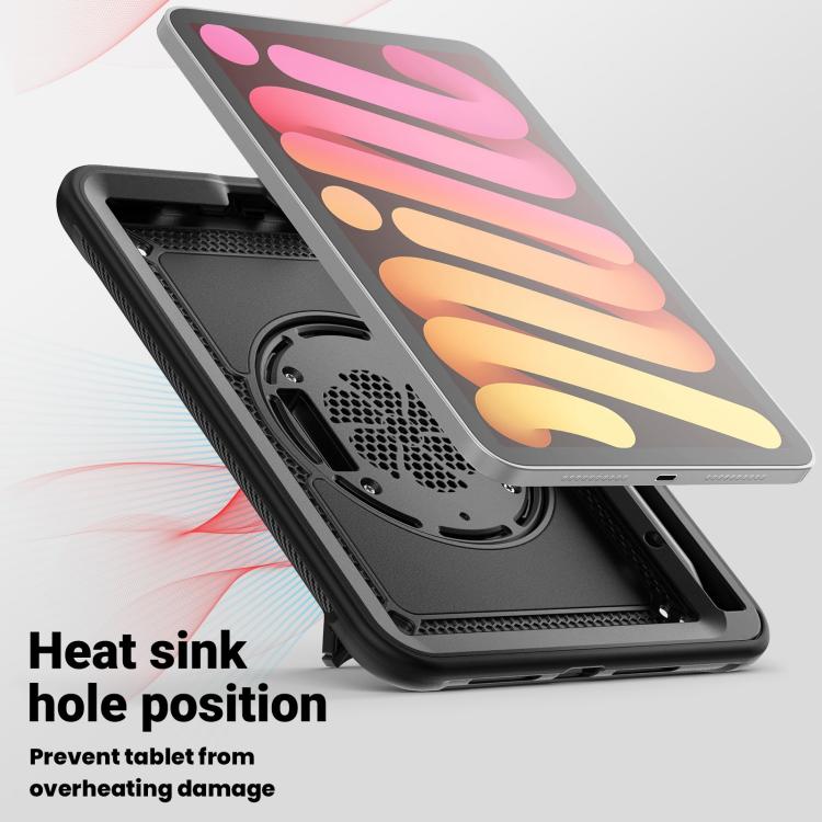 For iPad mini 2024 / mini 6 Honeycomb Hand Grip Turntable Stand Tablet Case(Black) - iPad mini 2024 Cases by buy2fix | Online Shopping UK | buy2fix