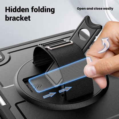 For iPad mini 2024 / mini 6 Honeycomb Hand Grip Turntable Stand Tablet Case(Black) - iPad mini 2024 Cases by buy2fix | Online Shopping UK | buy2fix