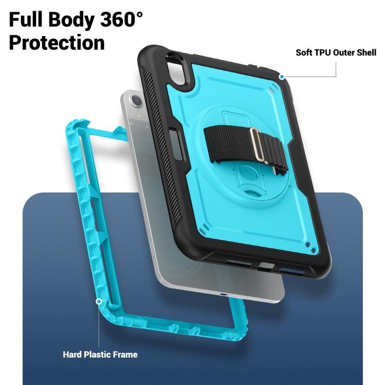 For iPad mini 2024 / mini 6 Honeycomb Hand Grip Turntable Stand Tablet Case(Light Blue) - iPad mini 2024 Cases by buy2fix | Online Shopping UK | buy2fix