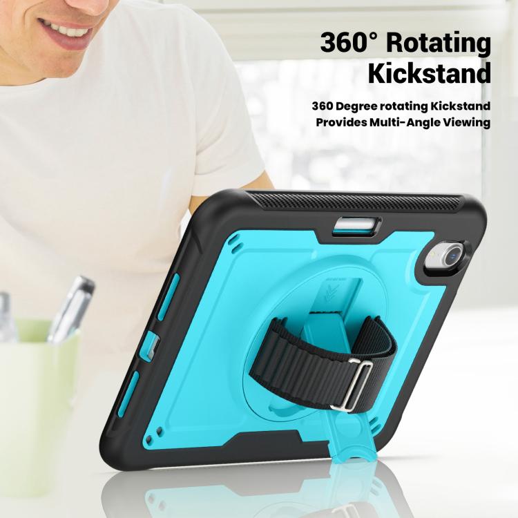 For iPad mini 2024 / mini 6 Honeycomb Hand Grip Turntable Stand Tablet Case(Light Blue) - iPad mini 2024 Cases by buy2fix | Online Shopping UK | buy2fix