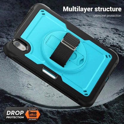 For iPad mini 2024 / mini 6 Honeycomb Hand Grip Turntable Stand Tablet Case(Light Blue) - iPad mini 2024 Cases by buy2fix | Online Shopping UK | buy2fix