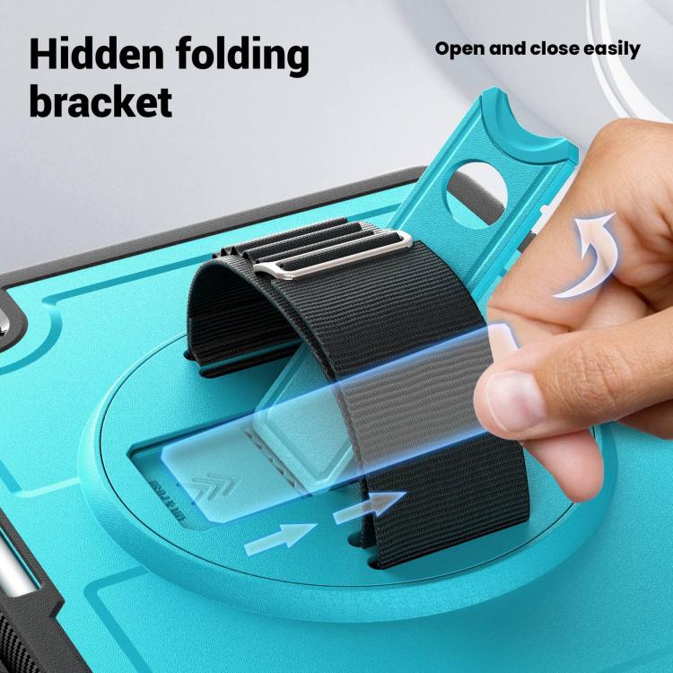 For iPad mini 2024 / mini 6 Honeycomb Hand Grip Turntable Stand Tablet Case(Light Blue) - iPad mini 2024 Cases by buy2fix | Online Shopping UK | buy2fix