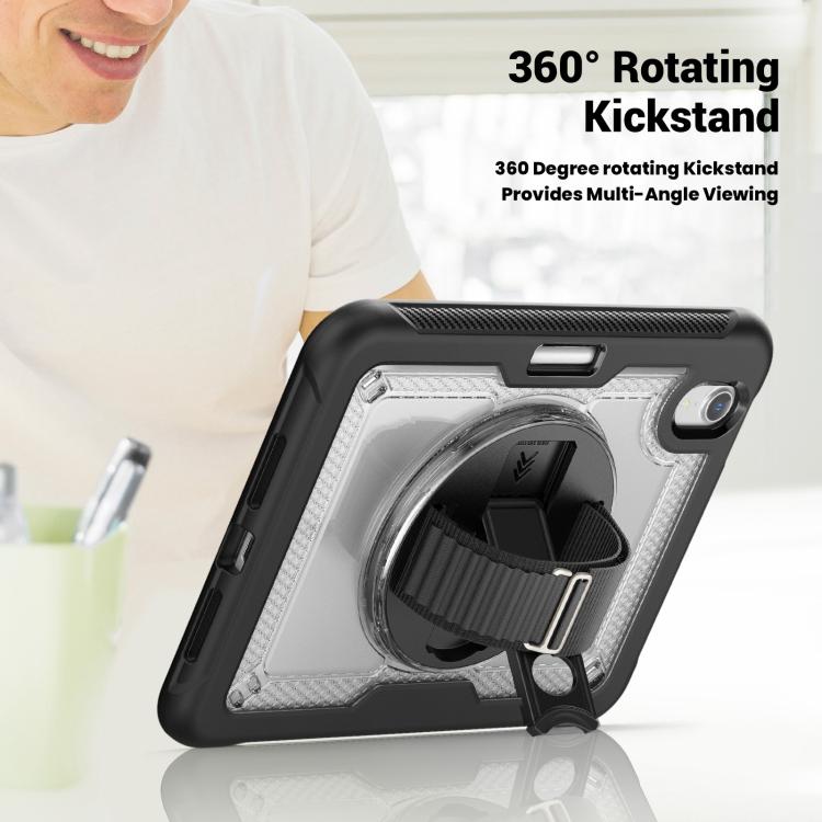 For iPad mini 2024 / mini 6 Honeycomb Hand Grip Turntable Stand Tablet Case(Transparent) - iPad mini 2024 Cases by buy2fix | Online Shopping UK | buy2fix