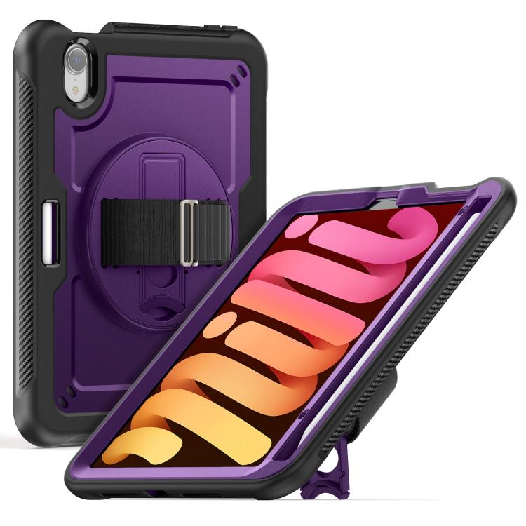 For iPad mini 2024 / mini 6 Honeycomb Hand Grip Turntable Stand Tablet Case(Purple) - iPad mini 2024 Cases by buy2fix | Online Shopping UK | buy2fix