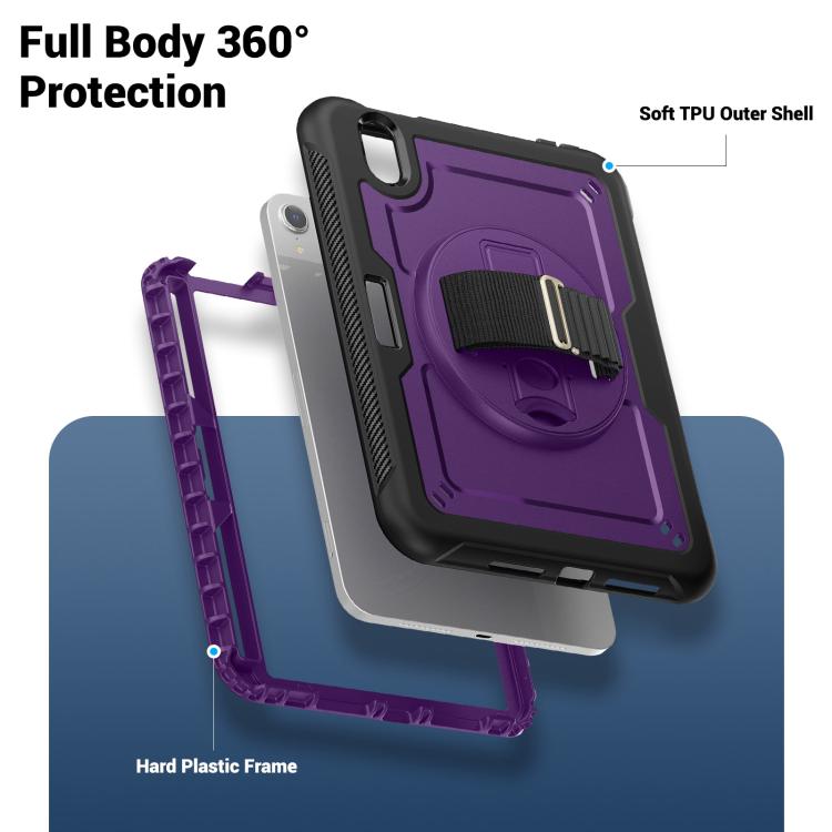 For iPad mini 2024 / mini 6 Honeycomb Hand Grip Turntable Stand Tablet Case(Purple) - iPad mini 2024 Cases by buy2fix | Online Shopping UK | buy2fix