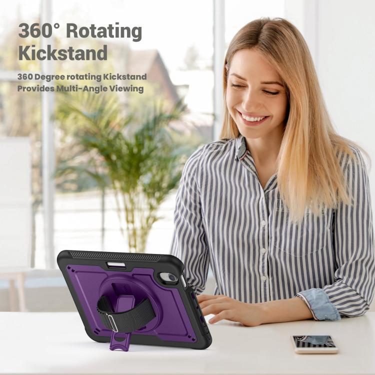 For iPad mini 2024 / mini 6 Honeycomb Hand Grip Turntable Stand Tablet Case(Purple) - iPad mini 2024 Cases by buy2fix | Online Shopping UK | buy2fix