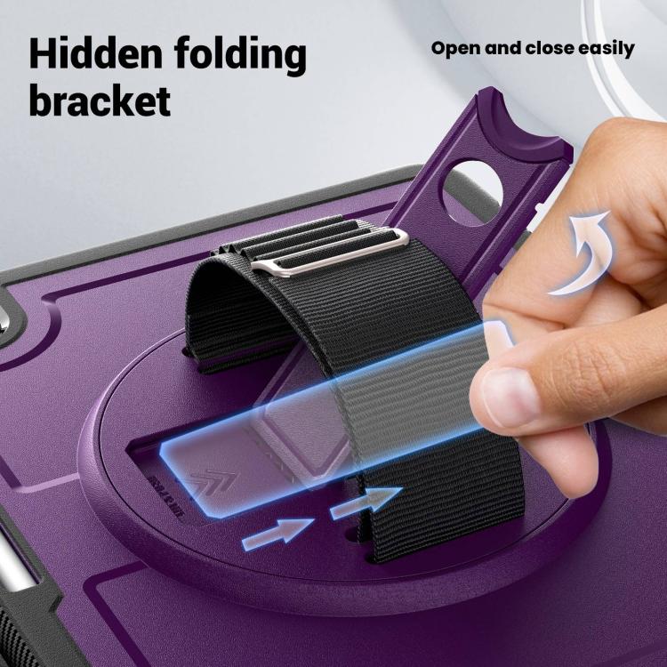 For iPad mini 2024 / mini 6 Honeycomb Hand Grip Turntable Stand Tablet Case(Purple) - iPad mini 2024 Cases by buy2fix | Online Shopping UK | buy2fix