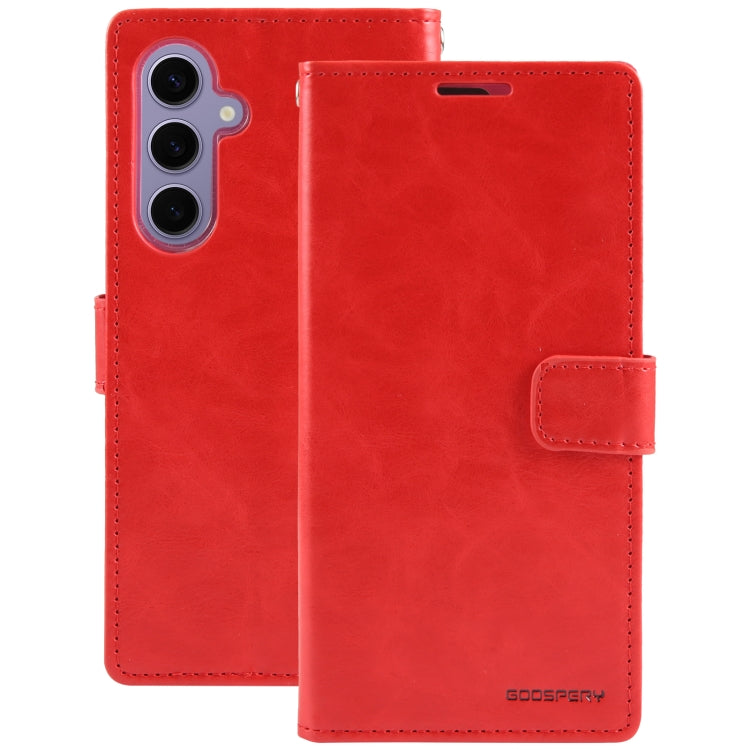 For Samsung Galaxy S24+ 5G GOOSPERY BLUE MOON Crazy Horse Texture Leather Phone Case(Red) - Galaxy S24+ 5G Cases by GOOSPERY | Online Shopping UK | buy2fix