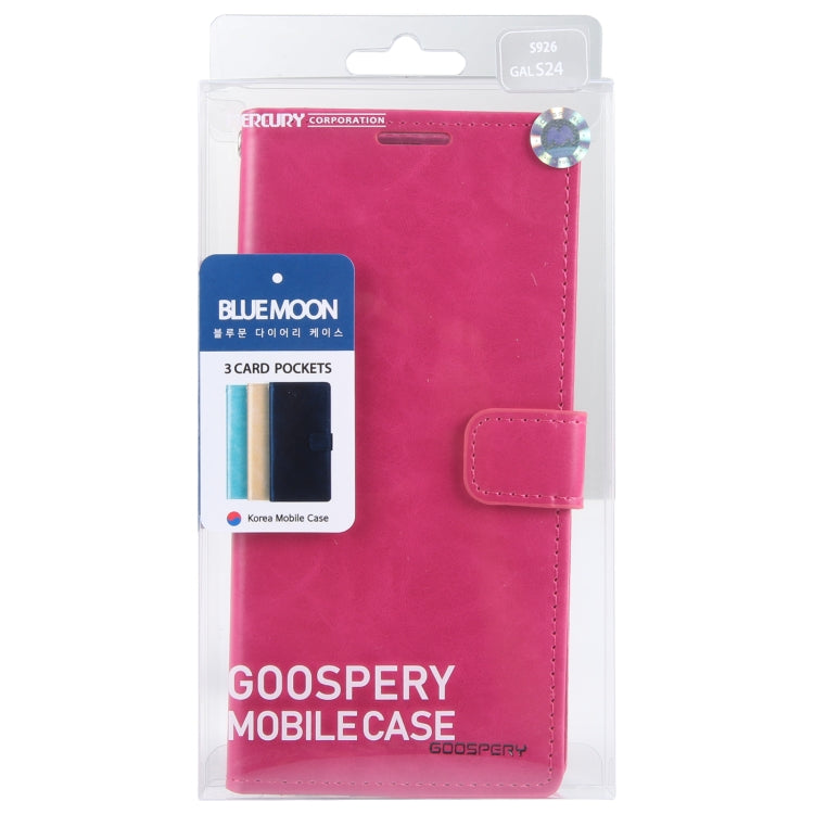 For Samsung Galaxy S24 5G GOOSPERY BLUE MOON Crazy Horse Texture Leather Phone Case(Rose Red) - Galaxy S24 5G Cases by GOOSPERY | Online Shopping UK | buy2fix