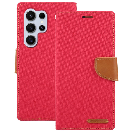 For Samsung Galaxy S24 Ultra 5G GOOSPERY CANVAS DIARY Fabric Texture Flip Leather Phone Case(Red) by GOOSPERY