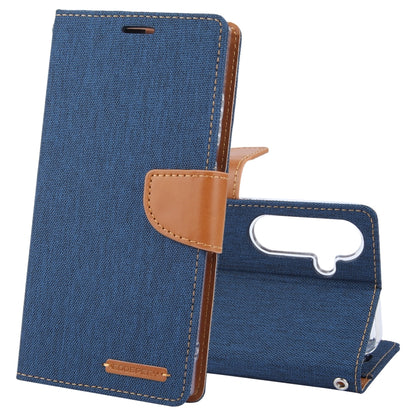 For Samsung Galaxy S24 5G GOOSPERY CANVAS DIARY Fabric Texture Flip Leather Phone Case(Navy Blue) - Galaxy S24 5G Cases by GOOSPERY | Online Shopping UK | buy2fix