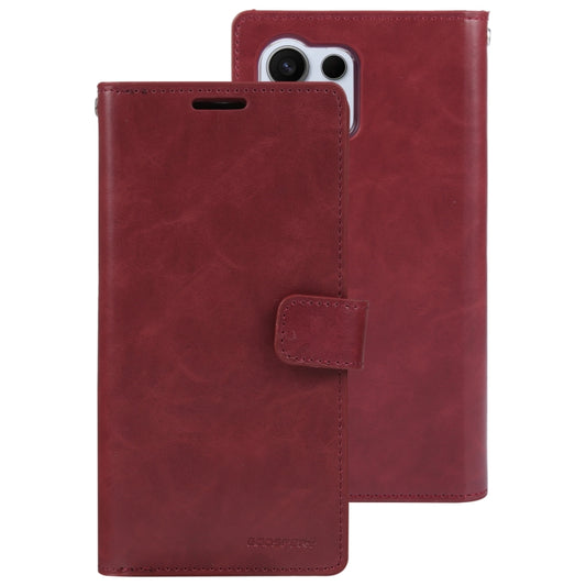 For Samsung Galaxy S24 Ultra 5G GOOSPERY MANSOOR DIARY 9 Card Slots Leather Phone Case(Wine Red) by GOOSPERY