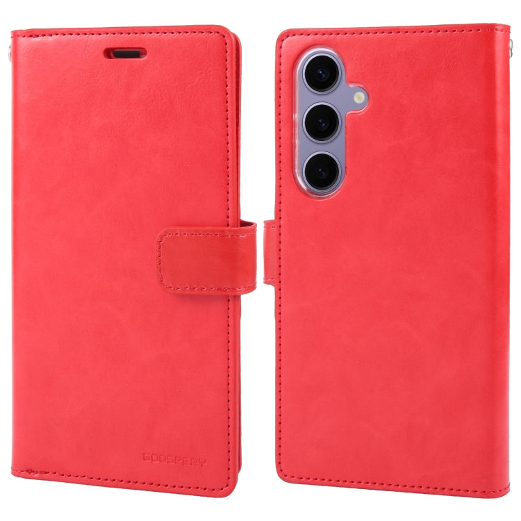 For Samsung Galaxy S24+ 5G GOOSPERY MANSOOR DIARY 9 Card Slots Leather Phone Case(Red) - Galaxy S24+ 5G Cases by GOOSPERY | Online Shopping UK | buy2fix