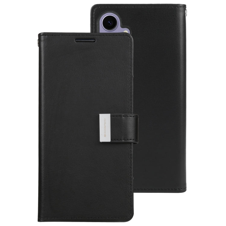 For Samsung Galaxy S24 5G GOOSPERY RICH DIARY Crazy Horse Texture Leather Phone Case(Black) - Galaxy S24 5G Cases by GOOSPERY | Online Shopping UK | buy2fix