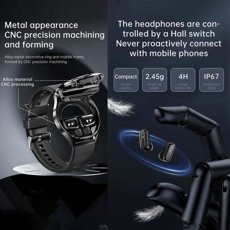 X10 Headphones Smart Watch 1.39 inch Waterproof Bracelet, Support Bluetooth Call / NFC / Heart Rate(Silver + Silicone) by buy2fix