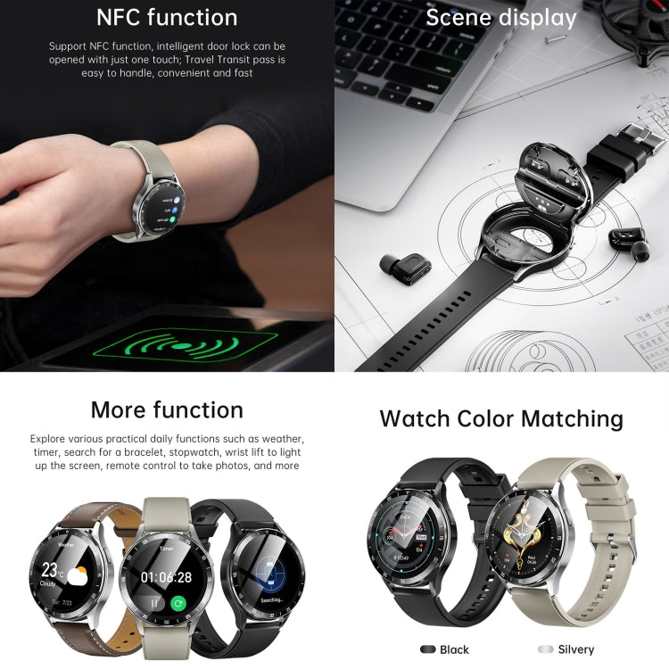 X10 Headphones Smart Watch 1.39 inch Waterproof Bracelet, Support Bluetooth Call / NFC / Heart Rate(Black + Leather) - Smart Watches by buy2fix | Online Shopping UK | buy2fix