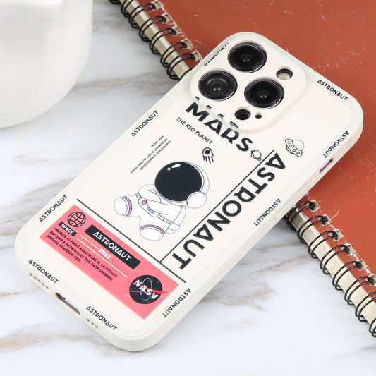 For iPhone 16 Plus Astronaut Pattern Silicone Straight Edge Phone Case(Mars Astronaut-White) by buy2fix