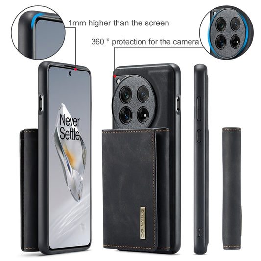 For OnePlus 12 DG.MING M1 Series 3-Fold Multi Card Wallet + Magnetic Phone Case(Black) by DG.MING