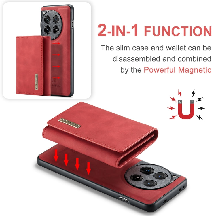 For OnePlus 12 DG.MING M1 Series 3-Fold Multi Card Wallet + Magnetic Phone Case(Red) by DG.MING