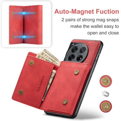 For OnePlus 12 DG.MING M1 Series 3-Fold Multi Card Wallet + Magnetic Phone Case(Red) by DG.MING