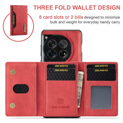 For OnePlus 12 DG.MING M2 Series 3-Fold Multi Card Bag + Magnetic Phone Case(Red) by DG.MING