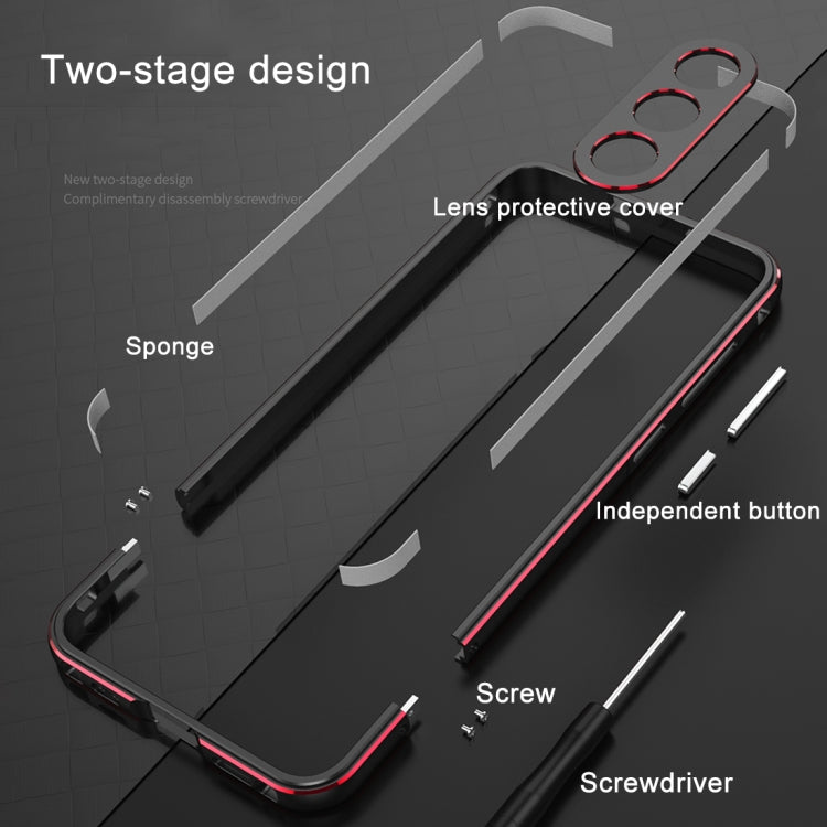 For Samsung Galaxy S23 FE 5G Aurora Series Lens Protector + Metal Frame Phone Case(Black Silver) - Galaxy S23 FE 5G Cases by buy2fix | Online Shopping UK | buy2fix