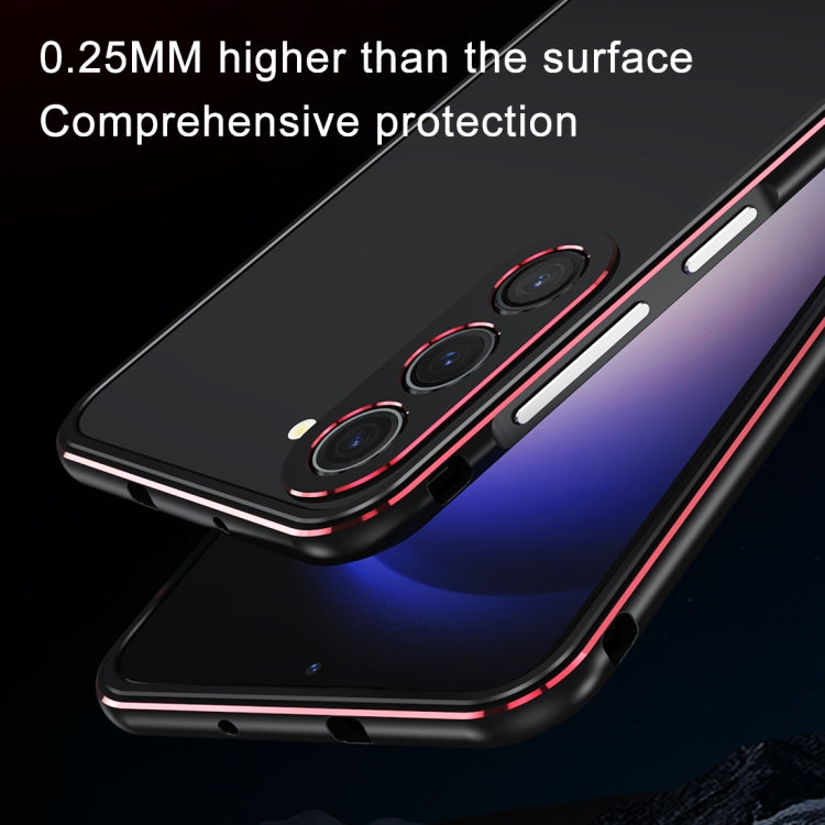 For Samsung Galaxy S23 FE 5G Aurora Series Lens Protector + Metal Frame Phone Case(Black Purple) - Galaxy S23 FE 5G Cases by buy2fix | Online Shopping UK | buy2fix