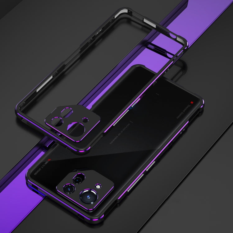 For ASUS ROG Phone 8 Lens Protector + Metal Frame Phone Case(Black Purple) - ASUS Cases by buy2fix | Online Shopping UK | buy2fix