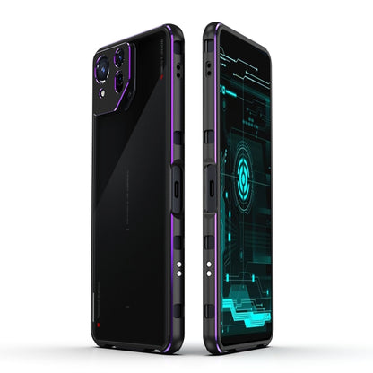 For ASUS ROG Phone 8 Lens Protector + Metal Frame Phone Case(Black Purple) - ASUS Cases by buy2fix | Online Shopping UK | buy2fix