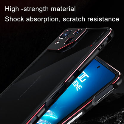 For ASUS ROG Phone 8 Lens Protector + Metal Frame Phone Case(Black Blue) - ASUS Cases by buy2fix | Online Shopping UK | buy2fix