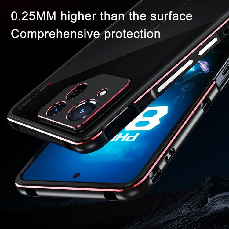 For ASUS ROG Phone 8 Lens Protector + Metal Frame Phone Case(Black Blue) - ASUS Cases by buy2fix | Online Shopping UK | buy2fix