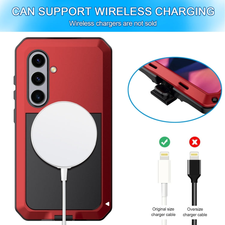 For Samsung Galaxy S24+ 5G Shockproof Life Waterproof Silicone + Zinc Alloy Phone Case(Red) - Galaxy S24+ 5G Cases by buy2fix | Online Shopping UK | buy2fix