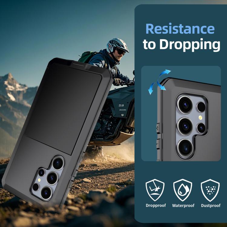 For Samsung Galaxy S25 Ultra 5G Shockproof Life Waterproof Silicone + Zinc Alloy Phone Case(Black) - Galaxy S25 Ultra 5G Cases by buy2fix | Online Shopping UK | buy2fix