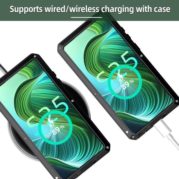 For Samsung Galaxy S25 Ultra 5G Shockproof Life Waterproof Silicone + Zinc Alloy Phone Case(Black) - Galaxy S25 Ultra 5G Cases by buy2fix | Online Shopping UK | buy2fix