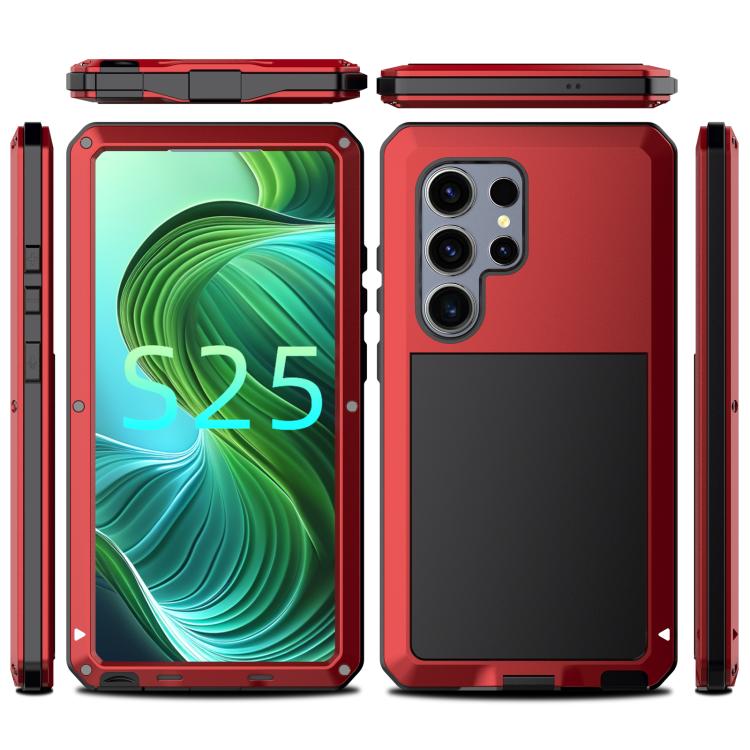 For Samsung Galaxy S25 Ultra 5G Shockproof Life Waterproof Silicone + Zinc Alloy Phone Case(Red) - Galaxy S25 Ultra 5G Cases by buy2fix | Online Shopping UK | buy2fix
