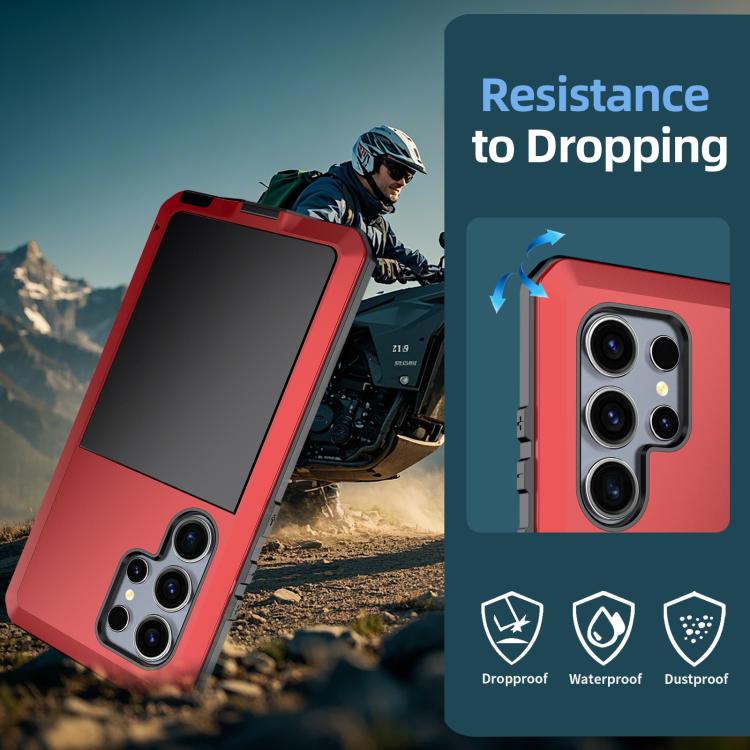 For Samsung Galaxy S25 Ultra 5G Shockproof Life Waterproof Silicone + Zinc Alloy Phone Case(Red) - Galaxy S25 Ultra 5G Cases by buy2fix | Online Shopping UK | buy2fix