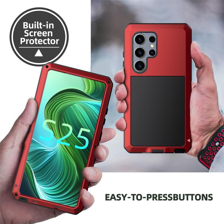 For Samsung Galaxy S25 Ultra 5G Shockproof Life Waterproof Silicone + Zinc Alloy Phone Case(Red) - Galaxy S25 Ultra 5G Cases by buy2fix | Online Shopping UK | buy2fix