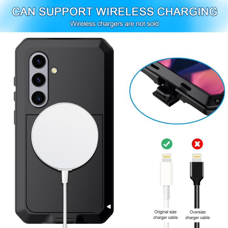 For Samsung Galaxy S25 5G Shockproof Life Waterproof Silicone + Zinc Alloy Phone Case(Black) - Galaxy S25 5G Cases by buy2fix | Online Shopping UK | buy2fix