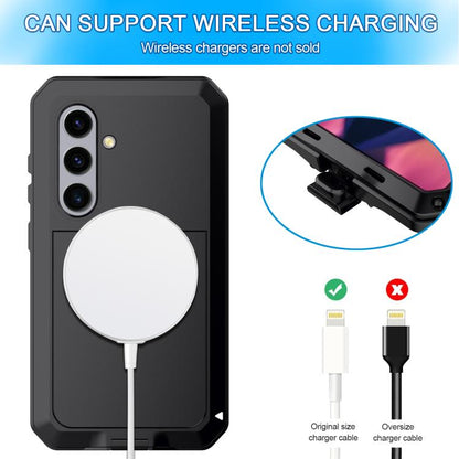 For Samsung Galaxy S25 5G Shockproof Life Waterproof Silicone + Zinc Alloy Phone Case(Black) - Galaxy S25 5G Cases by buy2fix | Online Shopping UK | buy2fix