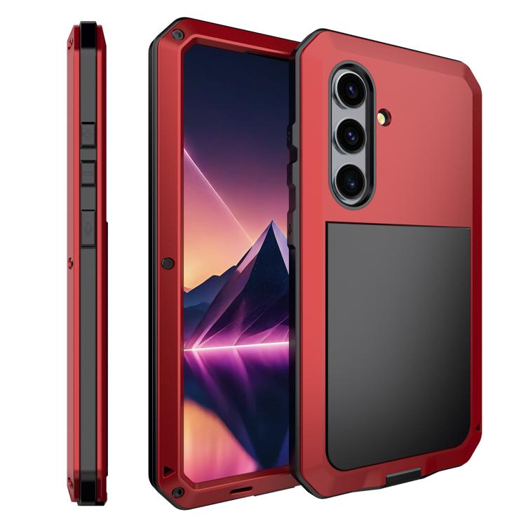 For Samsung Galaxy S25 5G Shockproof Life Waterproof Silicone + Zinc Alloy Phone Case(Red) - Galaxy S25 5G Cases by buy2fix | Online Shopping UK | buy2fix