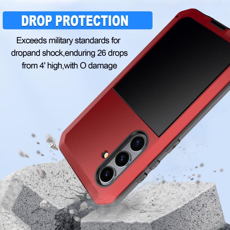 For Samsung Galaxy S25 5G Shockproof Life Waterproof Silicone + Zinc Alloy Phone Case(Red) - Galaxy S25 5G Cases by buy2fix | Online Shopping UK | buy2fix